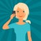 Illustration of young cute girl calling by phone