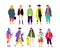 Illustration of a young fashionable people. Vector. Girls and boys in fashionable modern clothes. A generation of mellinials and h
