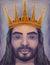 illustration of young king portrait, male lord with crown and beard