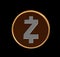 Illustration of Zcash coin with black background