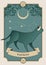 Illustration Zodiac sign. Vintage card poster image. Planet symbol and constellation