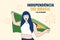 Illustrations Beautiful Brazilian woman holding Brazil flag for 7 de setembro independence day concept