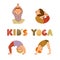 Illustrations of children doing yoga different yoga poses