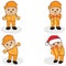 Illustrations of children`s characters with various styles with Christmas