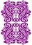 The illustrations and clipart. Abstract image. Mysterious and antique carving pattern in purple color on the plain color frame