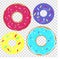 Illustrations of colored donuts