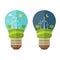 Illustrations concept of lamp with icons of ecology