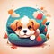 Illustrations of cute little puppies, beagles, bulldogs. Ai generated.