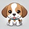 Illustrations of cute little puppies, beagles, bulldogs. Ai generated.