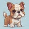 Illustrations of cute little puppies, beagles, bulldogs. Ai generated.