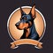 Illustrations of Doberman and fox faces,stickers,shirts,symbols. Ai generated.