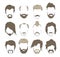Illustrations hairstyles with a beard and mustache