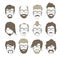 Illustrations hairstyles with a beard and mustache