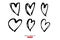 illustrations hand drawn heart Icons set for valentines and wedding