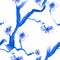 Illustrations Sakura. Rose Tree. Blue Artisctic