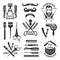 Illustrations set of different barber shop tools. Symbols for badges and labels