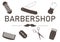 Illustrations set of different barber shop tools. Symbols for badges and labels. Barber shop and hair salon for man badge vector