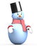 Illustrations smiling snowman with a bucket on his head