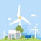 Illustrations on the themes of alternative energy, solar and wind energy