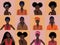 Illustrations with women of different nationalities and cultures. American, African American, Muslim, European