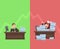 Illustrations of workload workers with schedule in flat style.