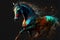 Illustrative abstract design of a horse. Multicolored painting. Generative AI.