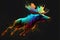 Illustrative abstract design of a moose. Multicolored painting. Generative AI.