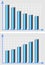 Illustrative chart, template with metallic blue 3d columns, and rising trend curve, infographic element, ascending and