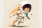 Illustrative drawing of a boy wearing an astronaut suit. Space boy.