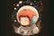 Illustrative drawing of a boy wearing an astronaut suit. Space boy.