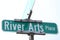 Illustrative editorial image of a street sign on River Arts Place in Asheville, North Carolina