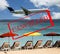 Illustrative image with beach,umbrelas and airplane with text cancelled