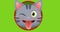 Illustrative image of cute gray cat winking eye and sticking out tongue against green background
