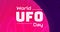 Illustrative image of world ufo day text against pink and violet background, copy space