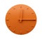 Illustrative minimalistic orange clock showing 12:15 o'clock isolated on a white background