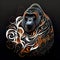 Illustrative silver gorilla male portrait - AI generated art