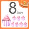 Illustrator of eight number cupcake