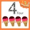 Illustrator of four number ice cream