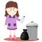 Illustrator of girl dump in bin