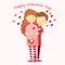 Illustrator of happy valentine day boy and girl