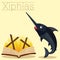 Illustrator of X for Xiphias vocabulary