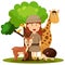 Illustrator of zoo keeper women