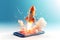 Illutration of a rocket launching from a smartphone