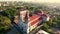 Iloilo City, Philippines - Morning aerial of Molo Church, also known as Saint Anne Parish Church. With the new