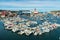 Ilulissat cruise ship harbor and boat harbour on famous Greenland destination