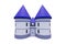 ilustration 3d rendering model of modern minimalist blue purple castle