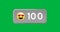 Image of 100 messages and emoticon on green background