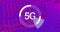 Image of 5g text in white spinning scope over 3d multi coloured background