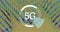 Image of 5g text in white spinning scope over 3d multi coloured background