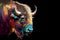 Image of abstract fantasy colorful bison head. Wildlife Animals., Generative AI, Illustration